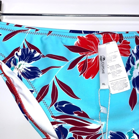 NWT CUPSHE Aqua Blue Blue Low Rise Swimsuit Bikini Bathing Suit Bottom Size XL - Picture 3 of 7